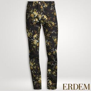 ERDEM **NWT**  Oliver Kallmus Floral-Print Straight Leg Jeans in Black